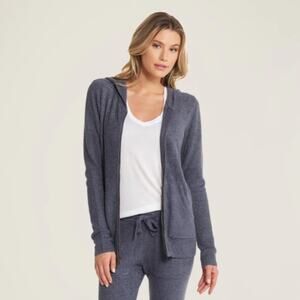 Barefoot Dreams Knit Zip Up CozyChic Lite Hoodie in Pacific Blue Size XS